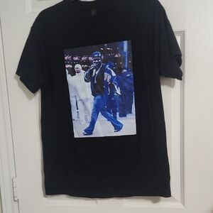 Black Graphic Tee with Blue Accents